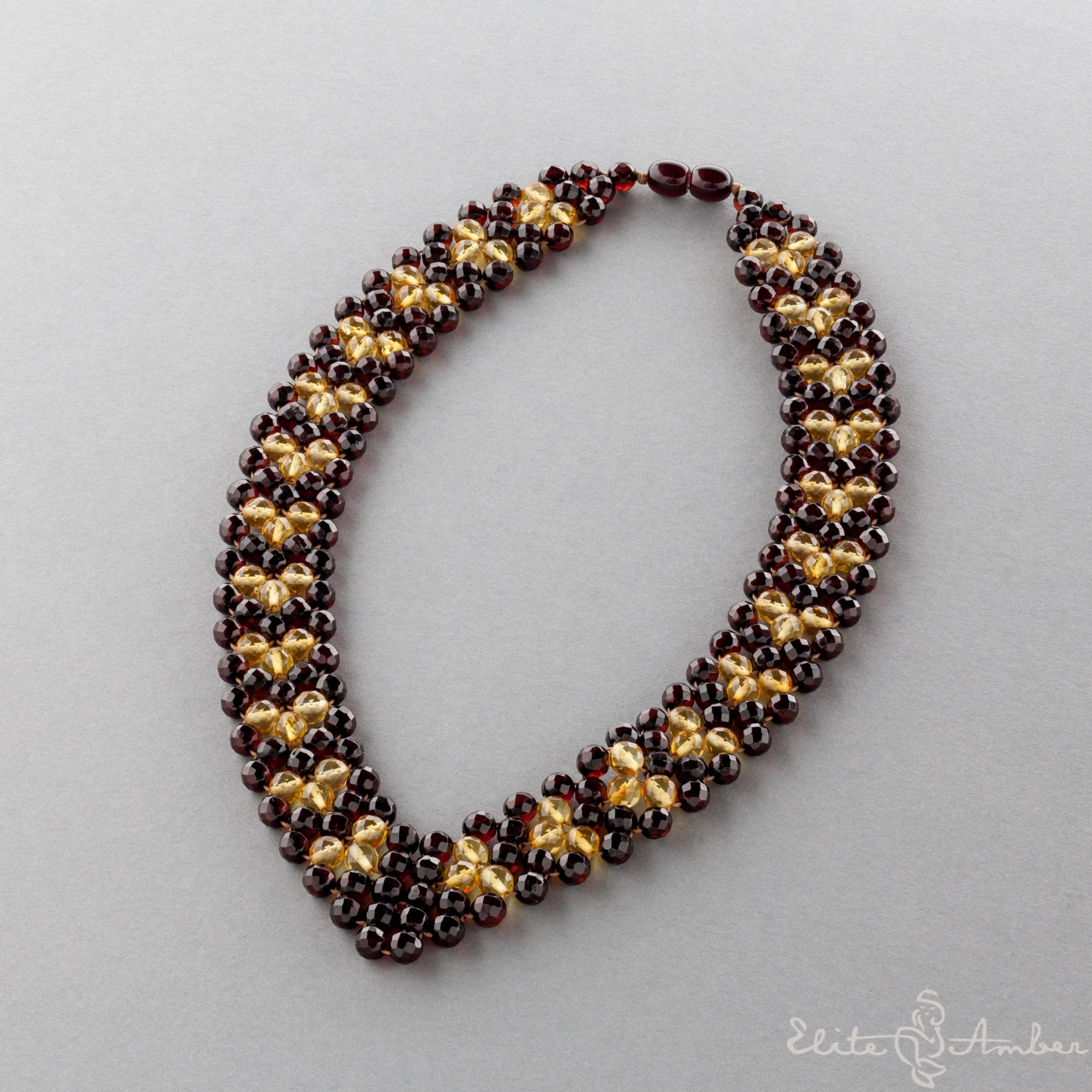 Amber necklace "Princess lemon leafs"