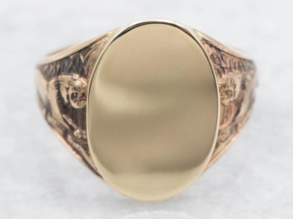 Antique Gold Lion Signet Ring