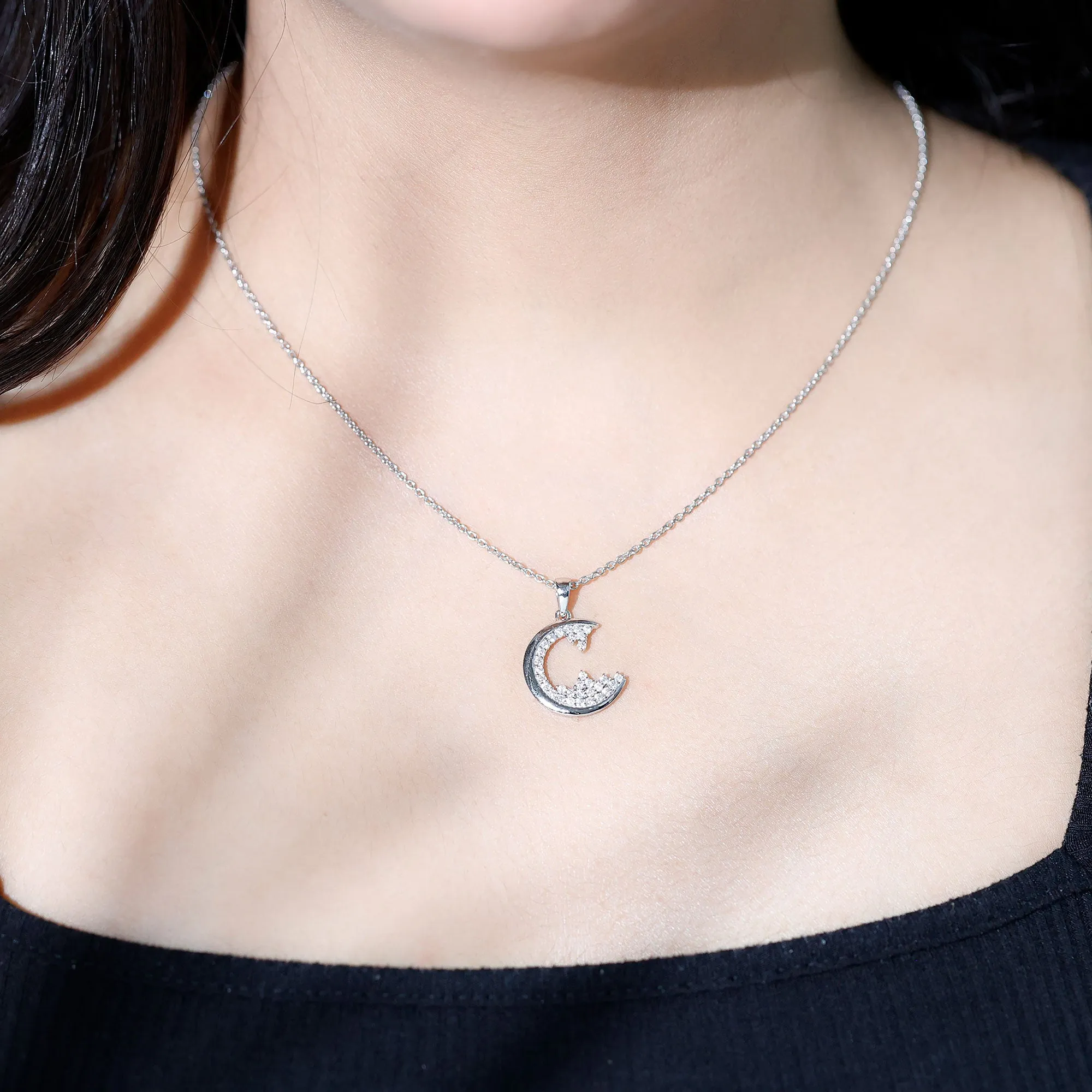 Antique Moissanite Cluster C Initial Pendant