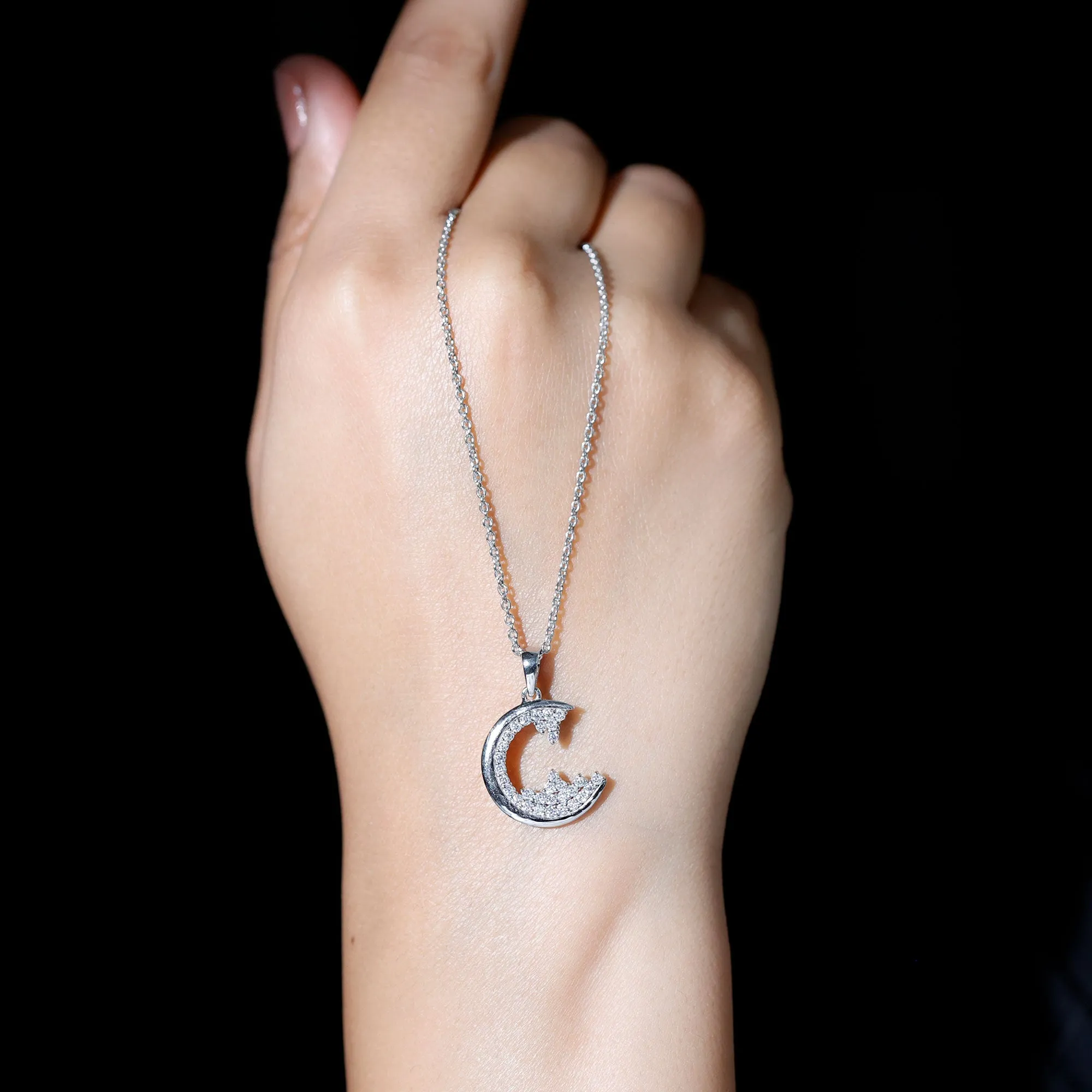 Antique Moissanite Cluster C Initial Pendant