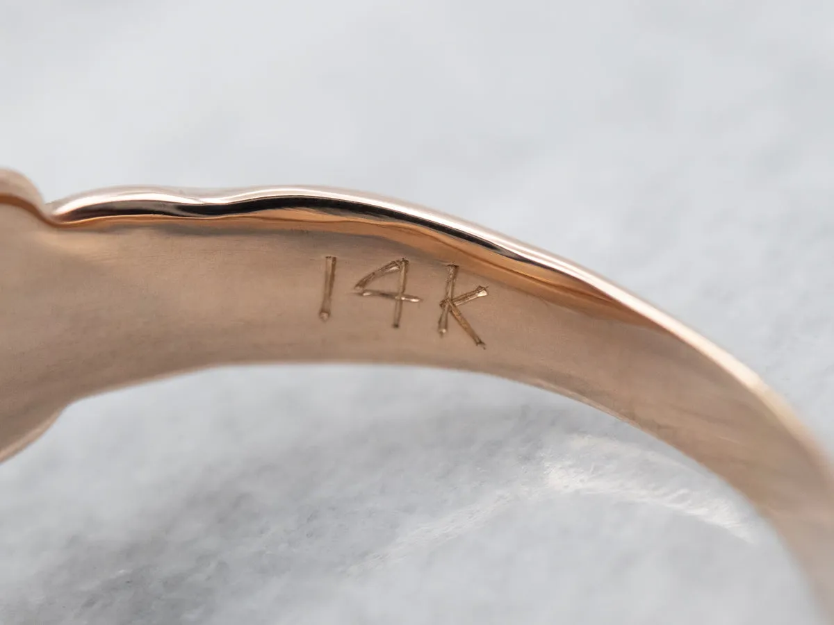 Antique Rose Gold Lions Head Signet Ring