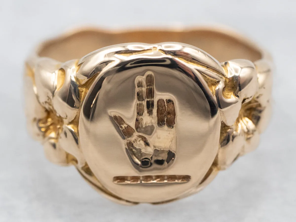 Antique Schwurhand Oath Hand Signet Ring