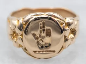 Antique Schwurhand Oath Hand Signet Ring