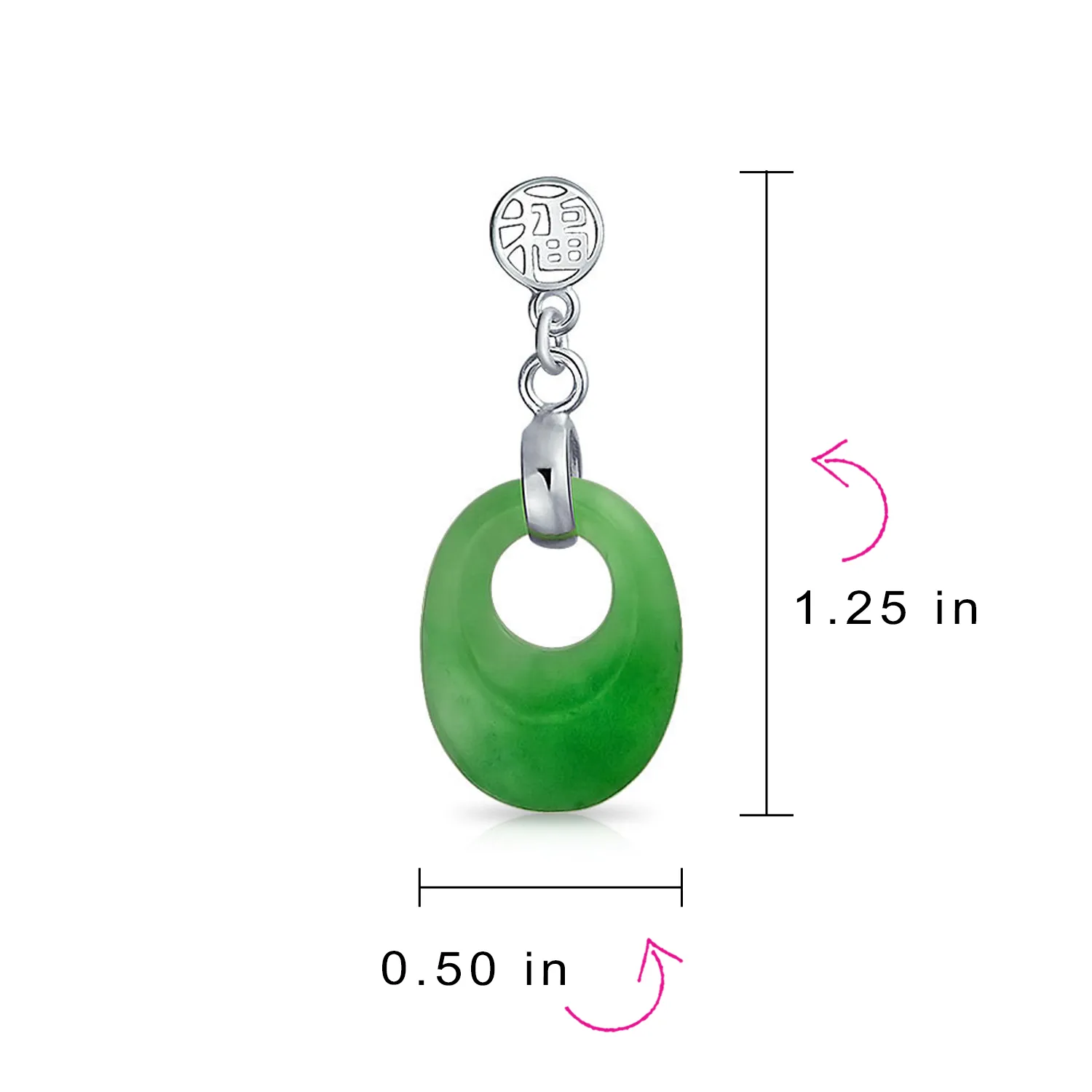 Asian Good Fortune Green Disc Jade Drop Earrings Gold Plated Silver