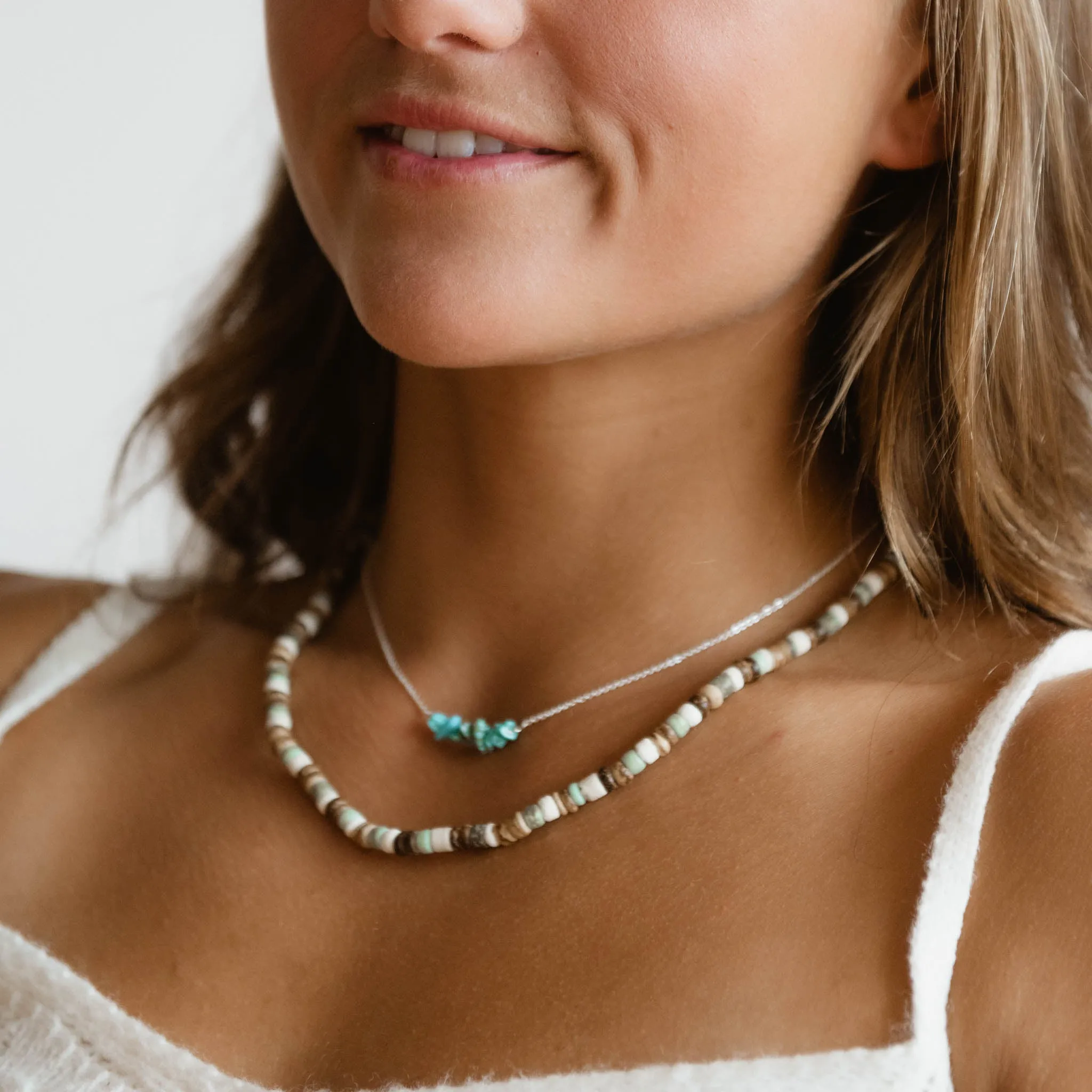 Asri Turquoise & Wood Necklace Set