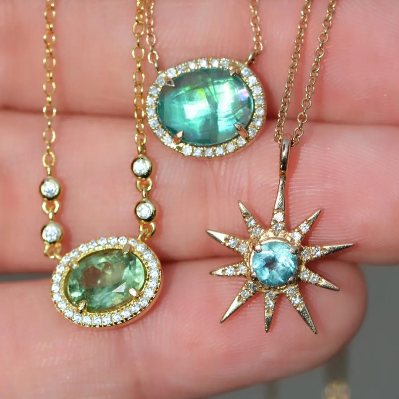 Aura Tourmaline Gemstone Necklace