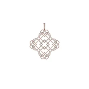 Beautiful Pave White Diamond Fine 14k Rose Gold Rhombus Handmade Pendant Jewelry