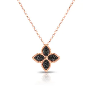 Black and White Diamond Reversible Medium Flower Pendant