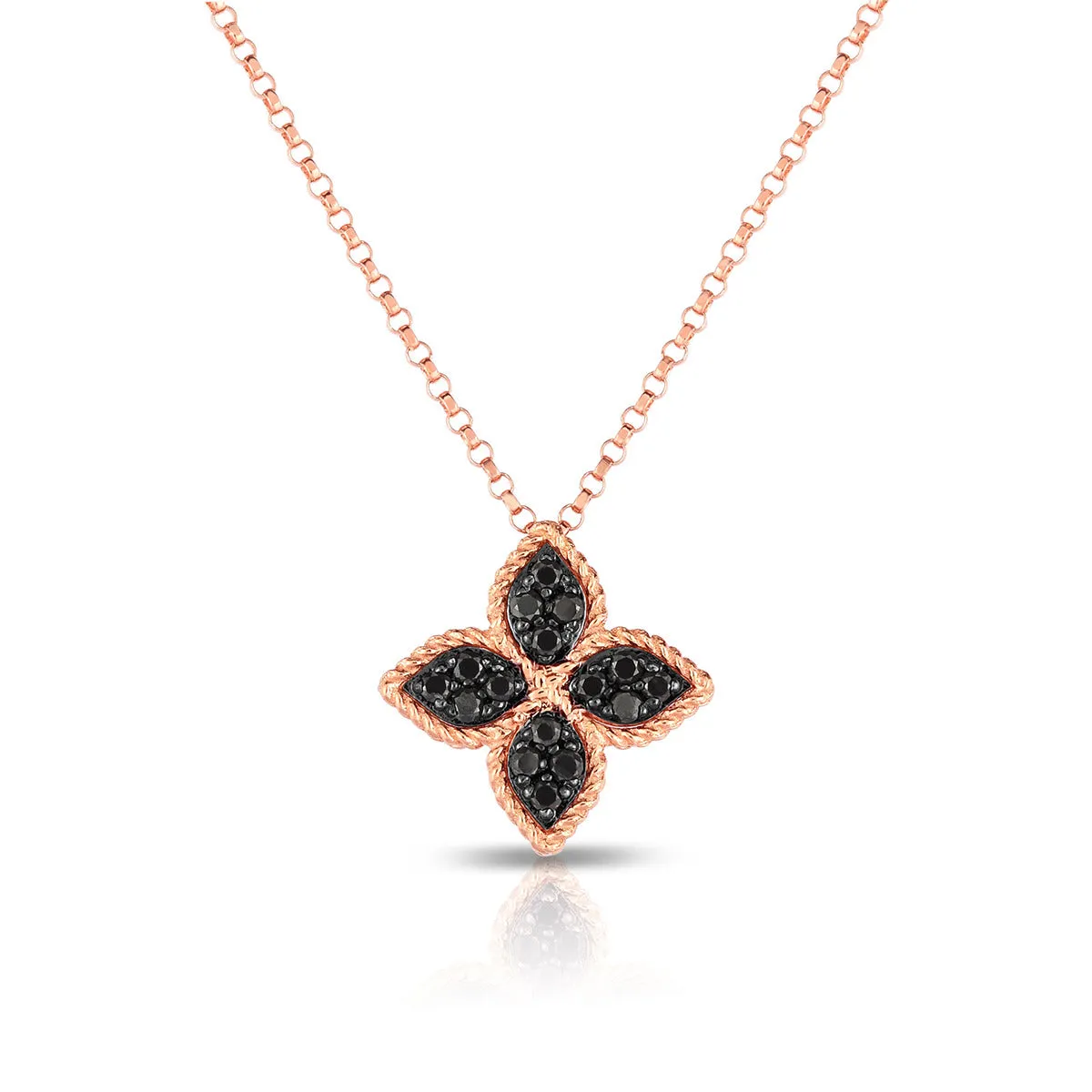 Black and White Diamond Reversible Medium Flower Pendant