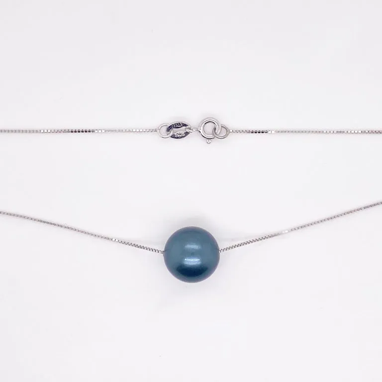 Black Dyed Pearl Slide Pendant Necklace