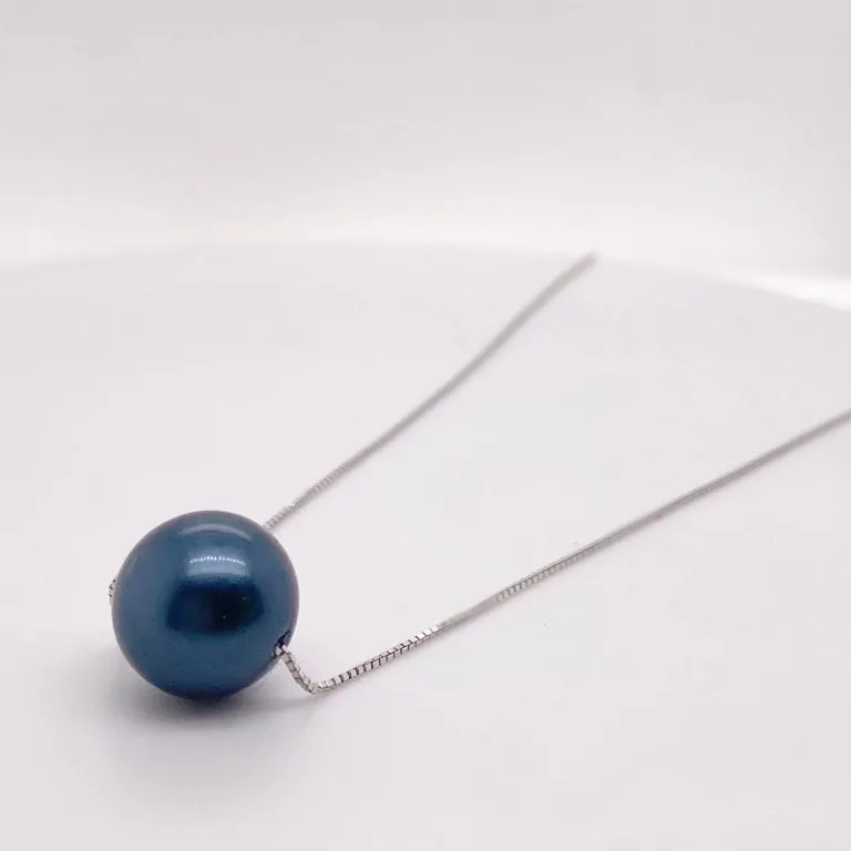 Black Dyed Pearl Slide Pendant Necklace