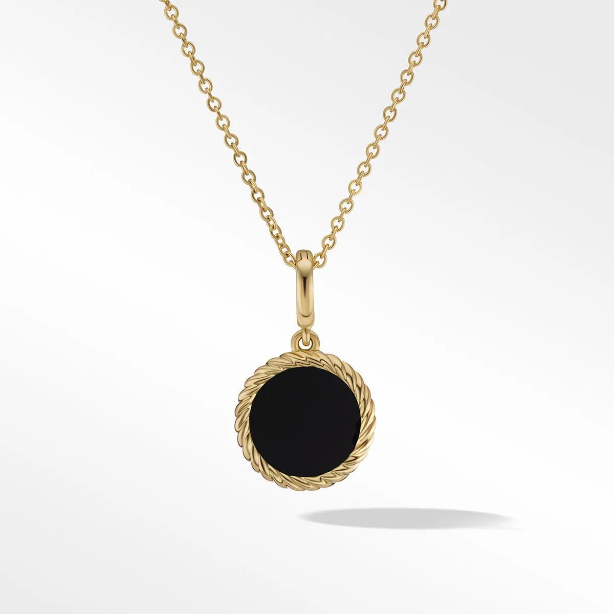 Black Enamel Charm Necklace with 18K Yellow Gold and Diamond