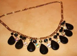 Black Onyx and 18 K rolled Gold Necklace