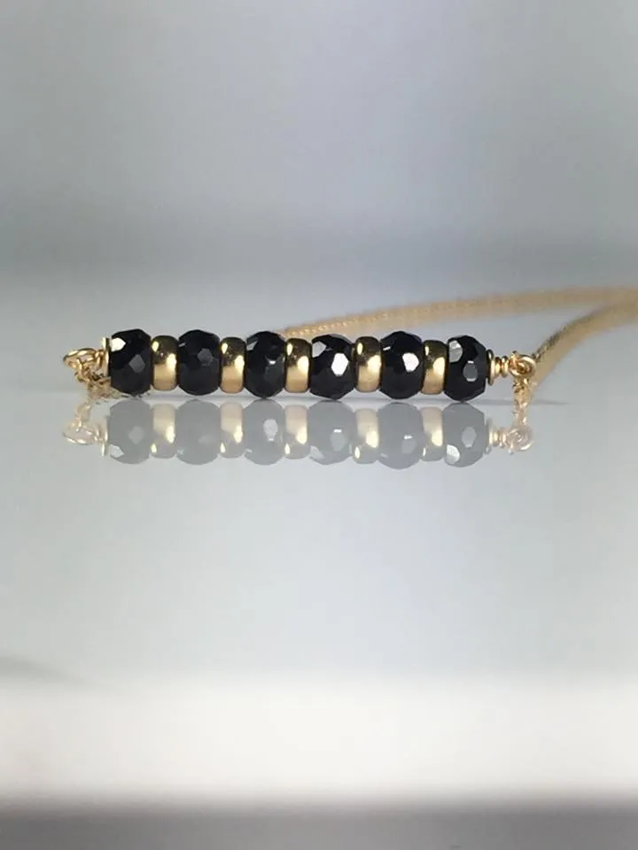 Black Spinel Bar Necklace