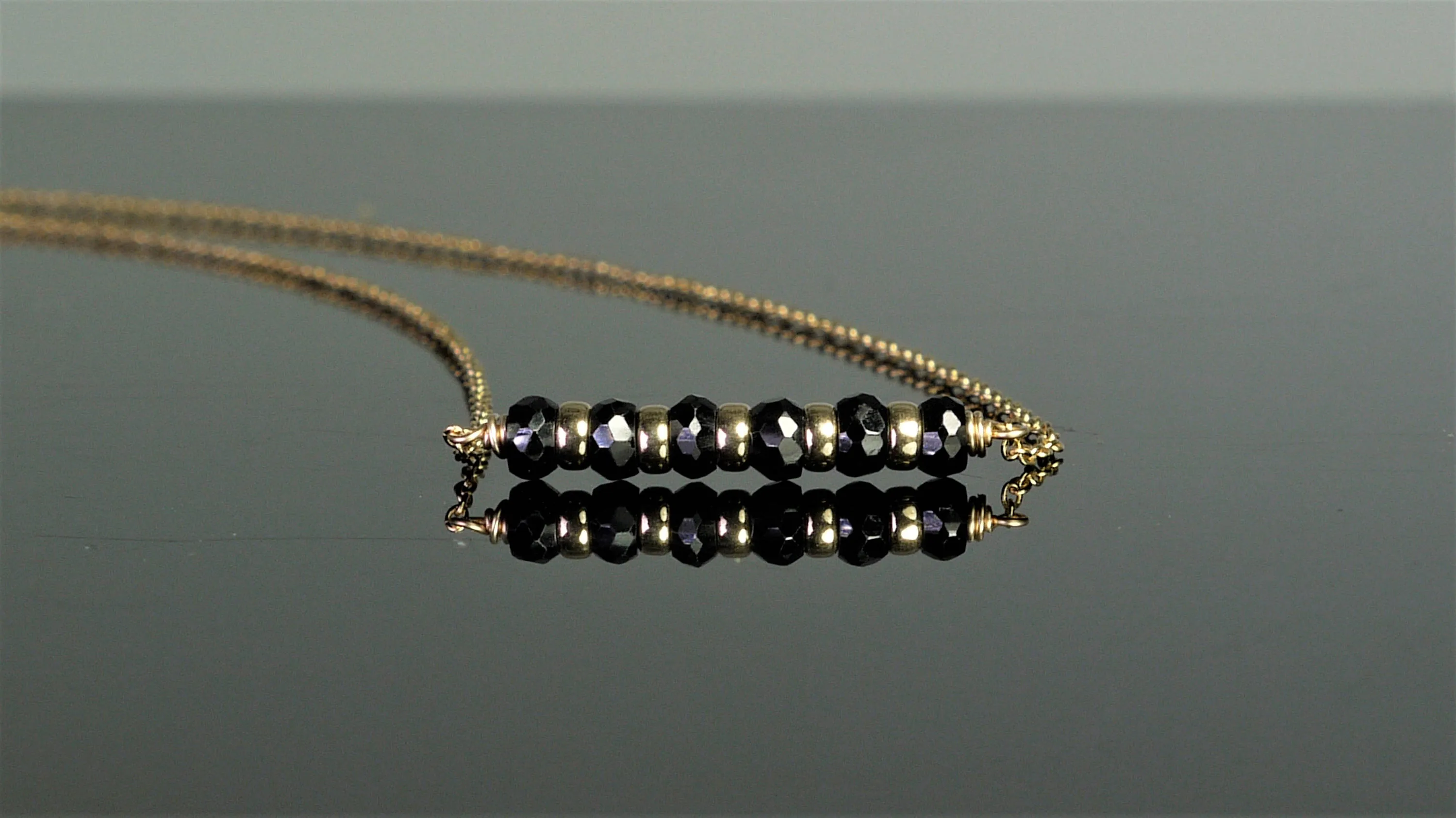 Black Spinel Bar Necklace