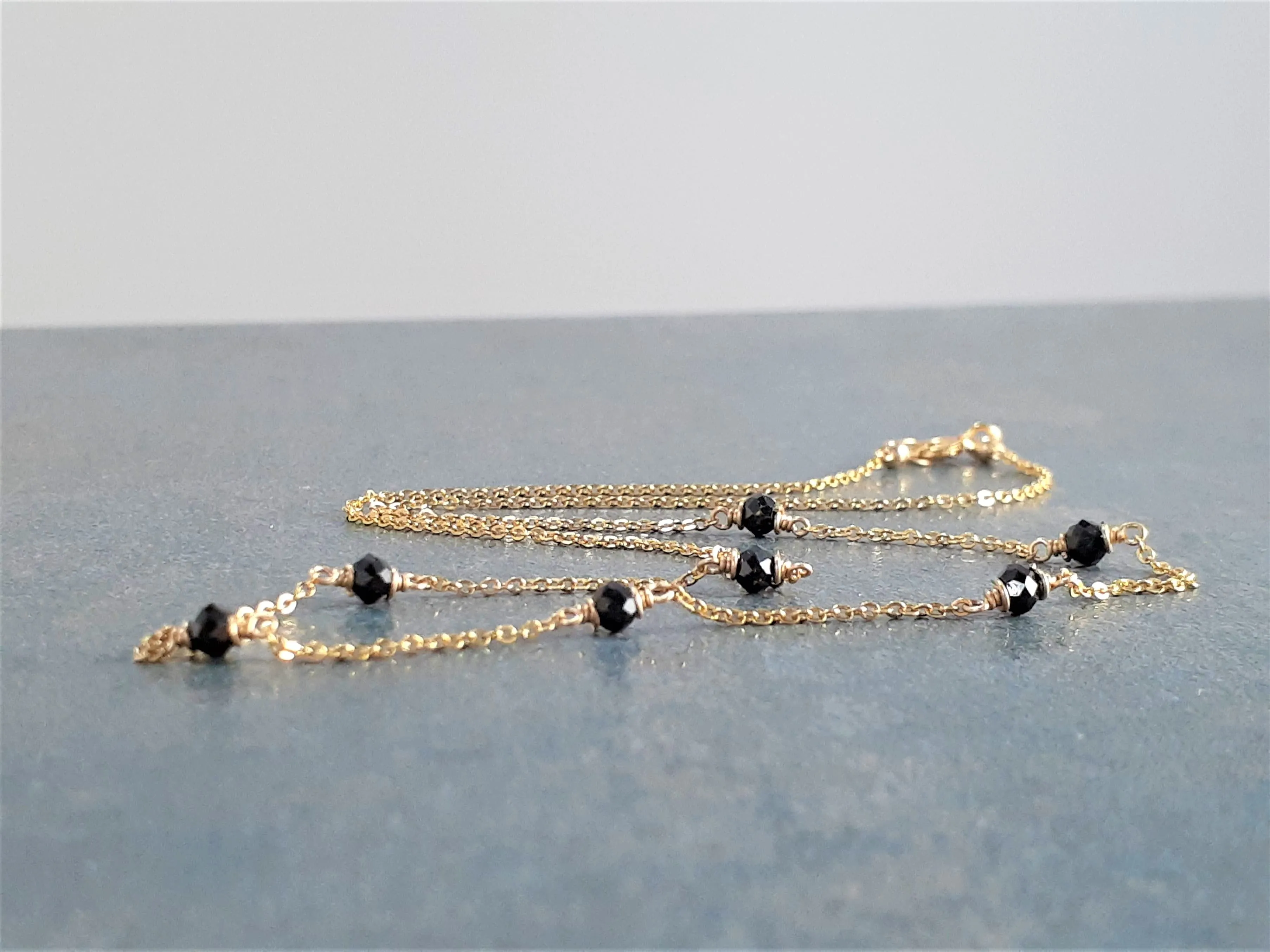 Black Spinel Beaded Choker Necklace