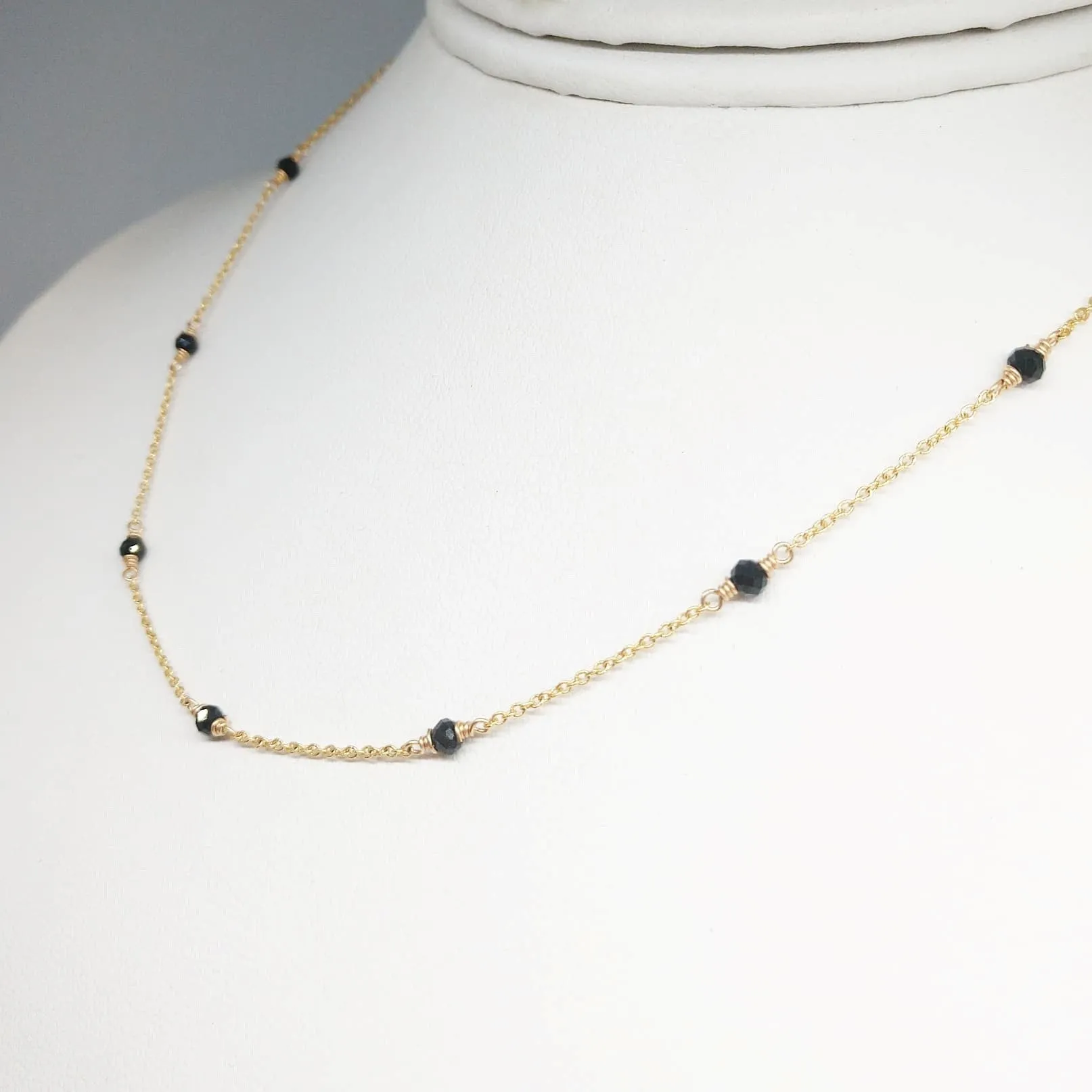 Black Spinel Beaded Choker Necklace