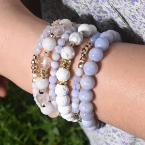 Blue & White Moonstone Blue Lace Agate Build-Your-Own Bracelet Set