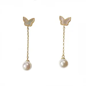 Butterfly Mother of Pearl Dangle Earrings