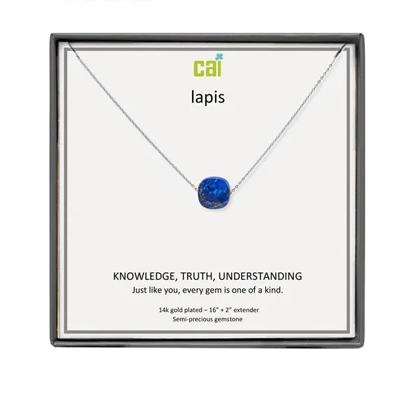 CAI Lapis Square Gemstone Necklaces