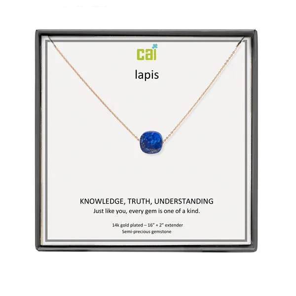 CAI Lapis Square Gemstone Necklaces