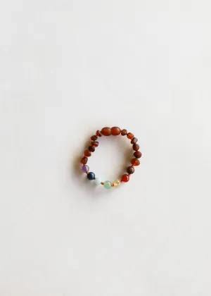 CanyonLeaf - Kids: Raw Cognac Amber   Chakra Crystals Bracelet