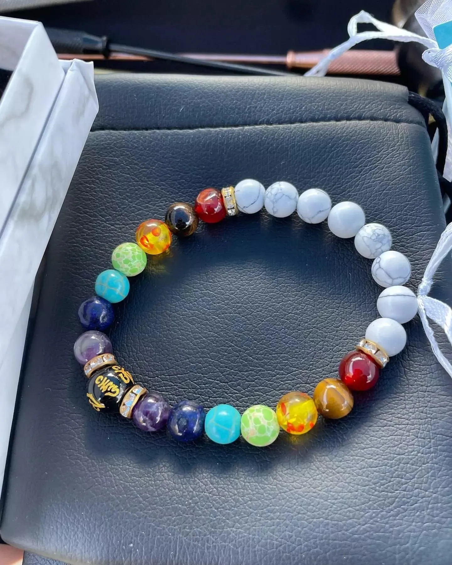 Chakra Semi-precious Gemstone and Lava Diffuser Bracelet