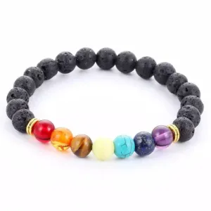Chakra Semi-precious Gemstone and Lava Diffuser Bracelet