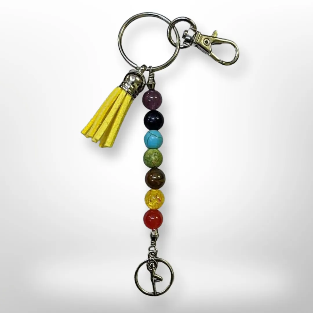 chakra, Yoga pose, Gemstone -Keychain