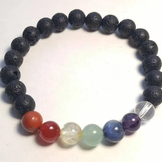 Chakras and Lava Bead Diffuser Bracelet
