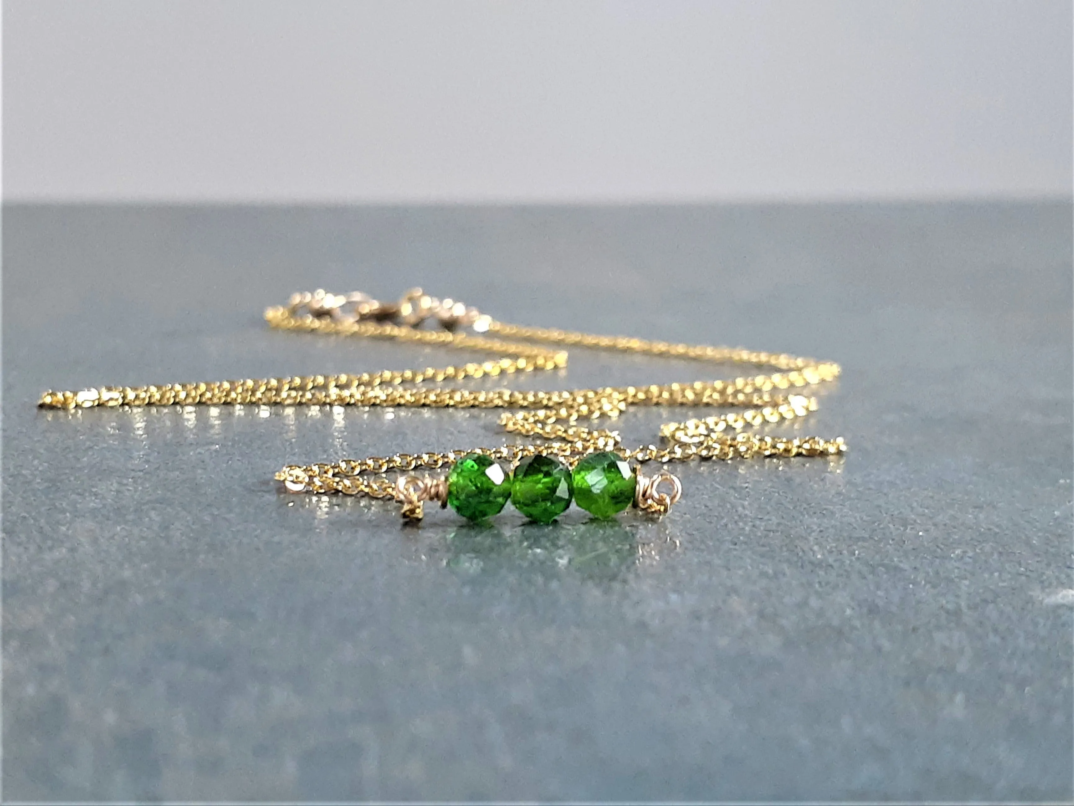 Chrome Diopside Bar Necklace