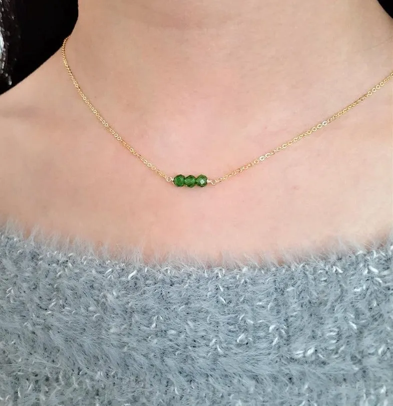 Chrome Diopside Bar Necklace