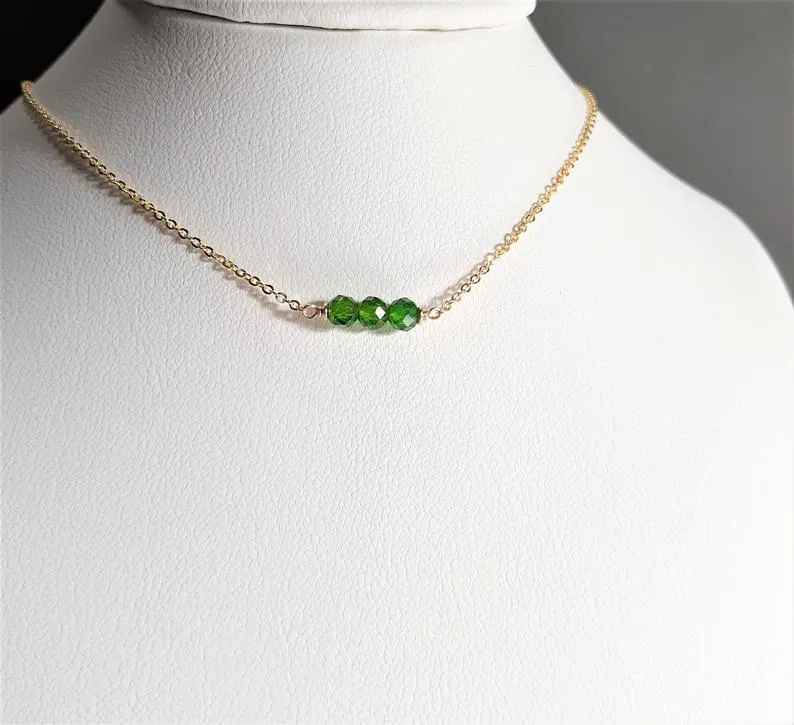 Chrome Diopside Bar Necklace