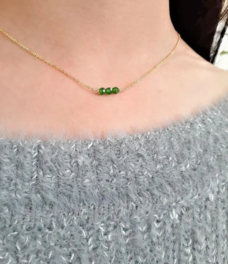 Chrome Diopside Bar Necklace