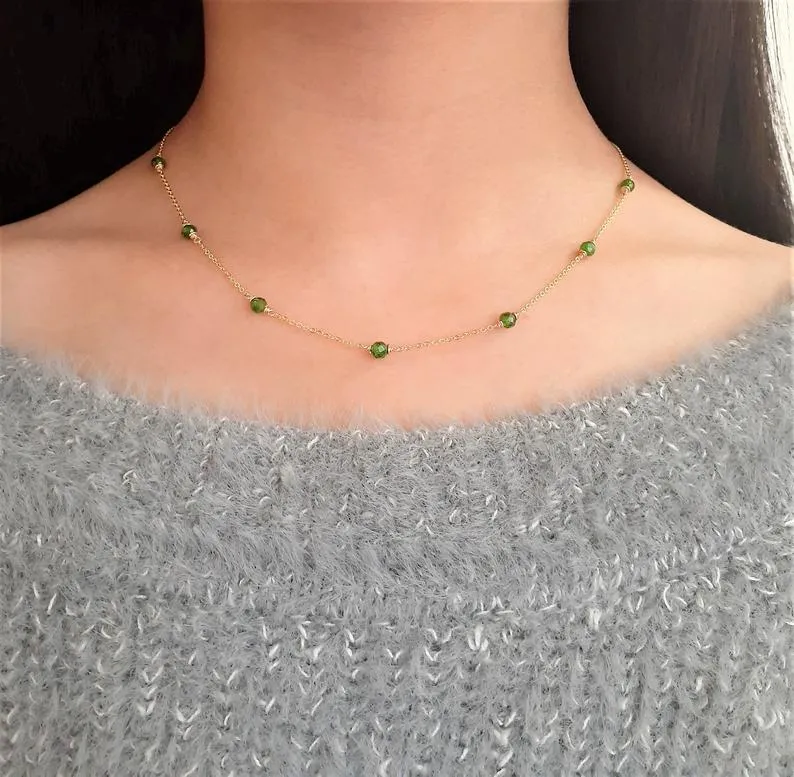 Chrome Diopside Beaded Necklace