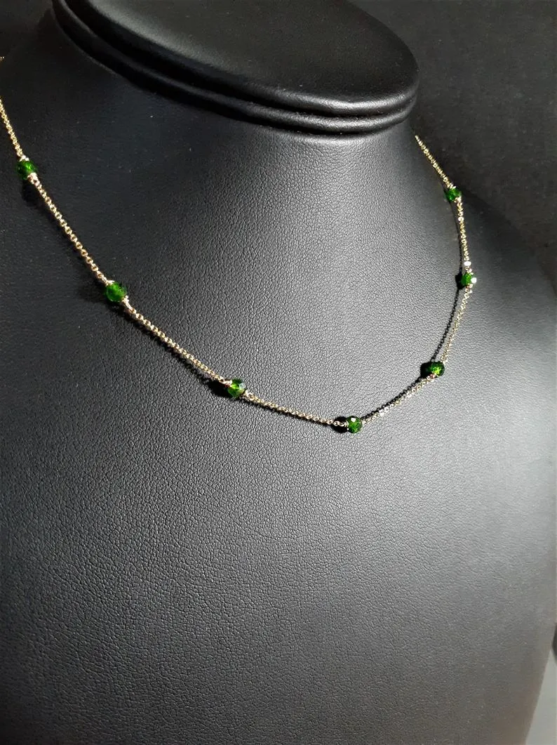 Chrome Diopside Beaded Necklace