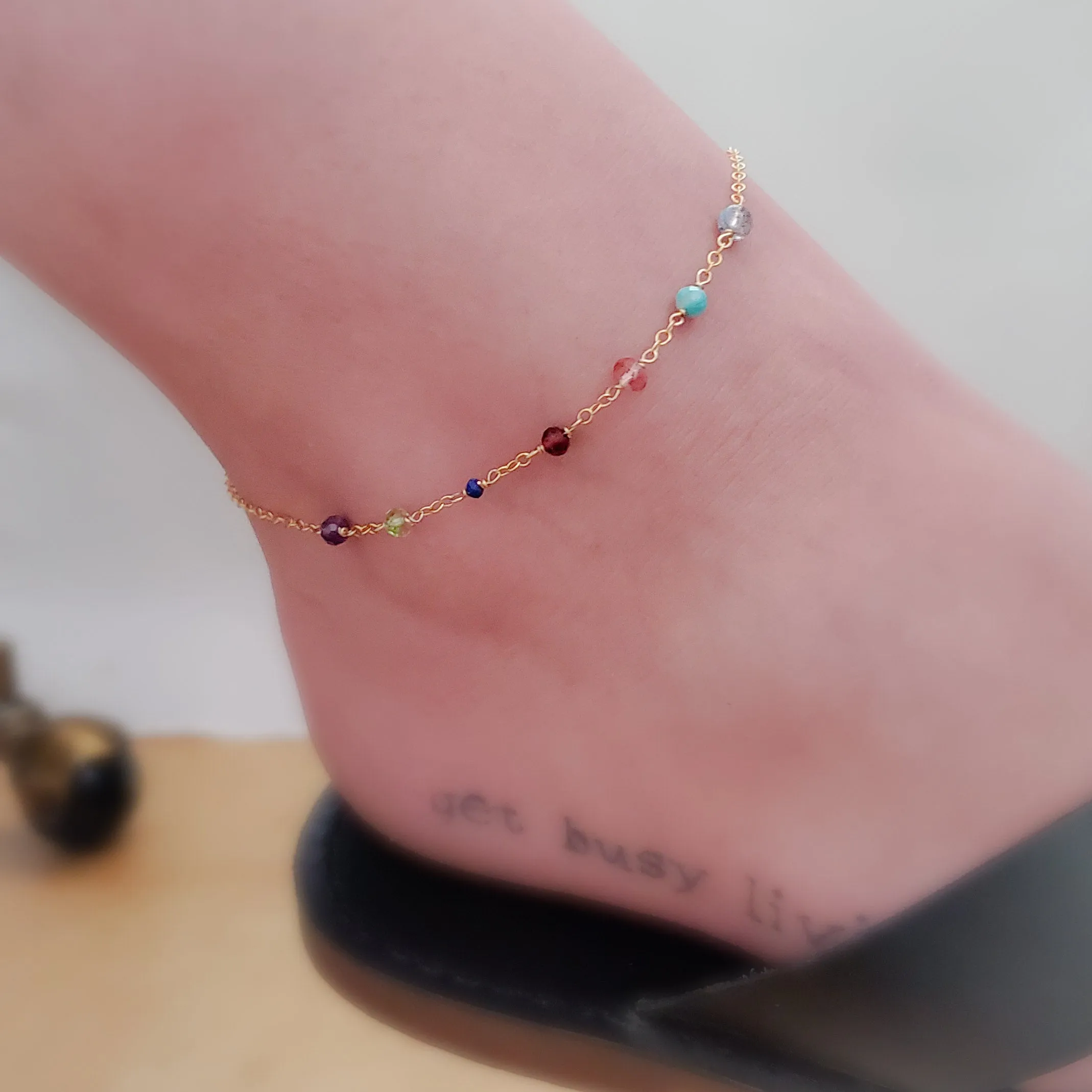 Confetti Gemstone Anklet