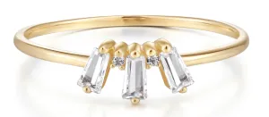 Crown Jewels Finger Ring with WHITE SAPPHIRES in Yellow Gold