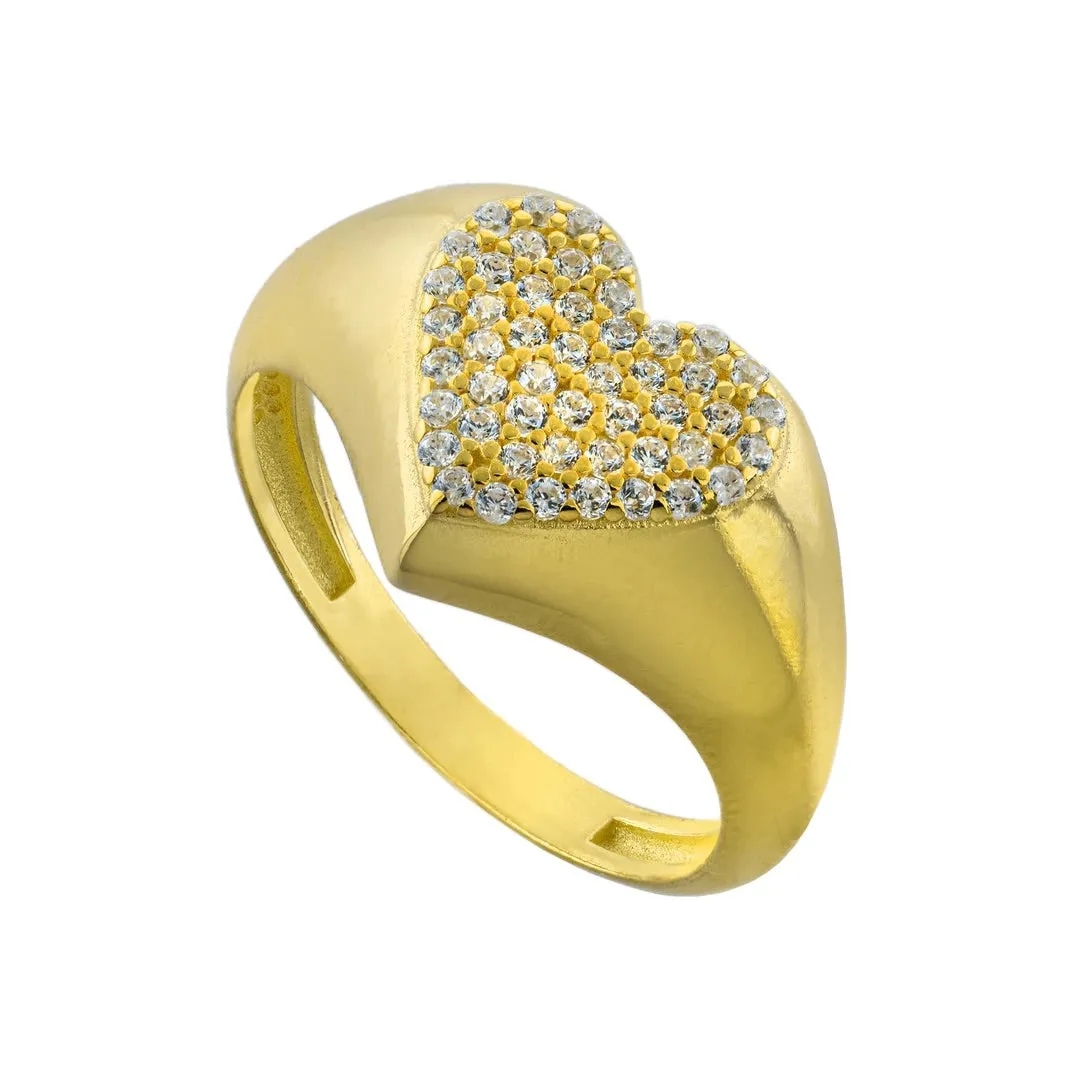 CZ Heart Signet Ring
