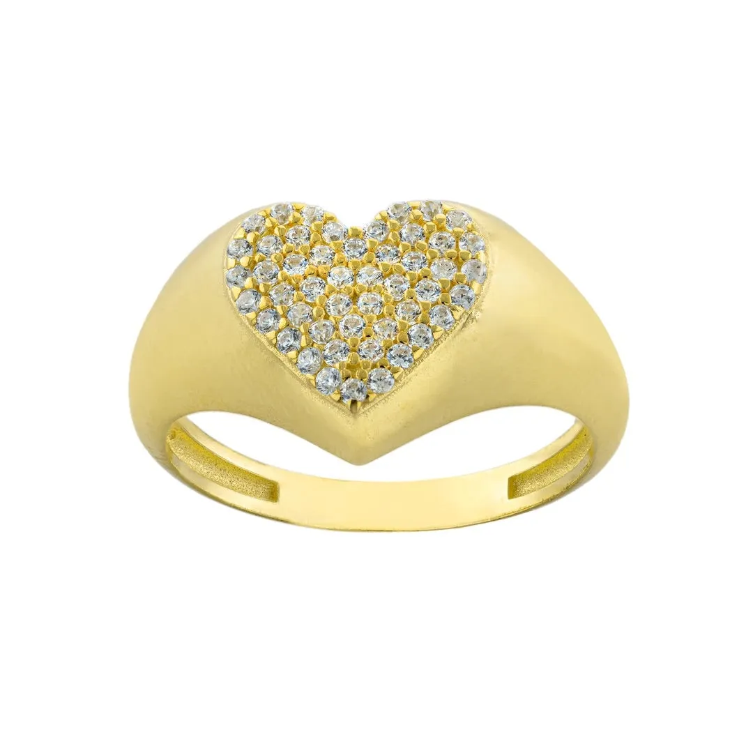 CZ Heart Signet Ring