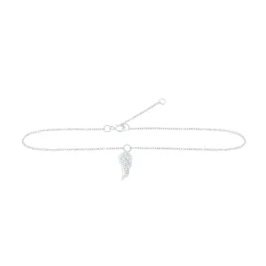 Diamond Round Wing Anklet Bracelet Ankle 10k White Gold 9"
