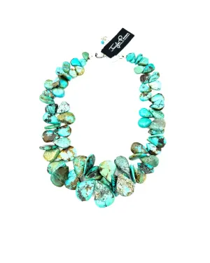 Double Row Turquoise Teardrop  Necklace