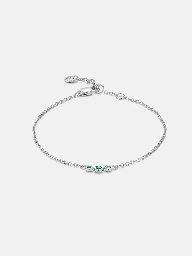 Emerald Spheres Silver Bracelet