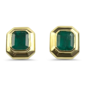 Estate 18k Yellow Gold Emerald Earrings