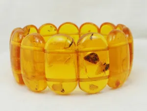Estate Handcrafted Honey Baltic Amber Round Link Stretch Bracelet