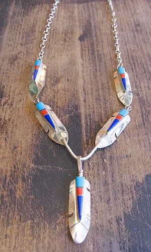 FEATHERED FRIEND Silver, Turquoise, & Spiny Oyster Necklace