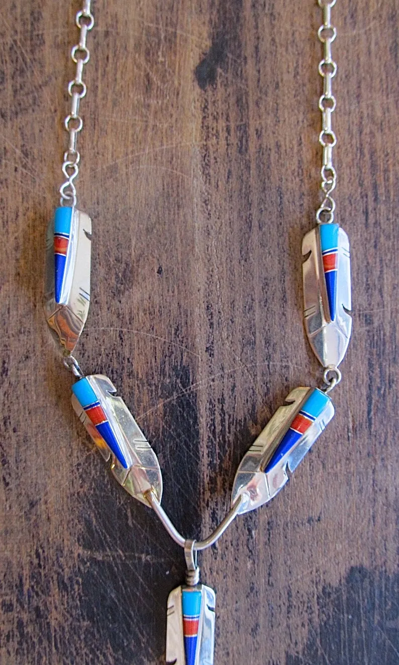 FEATHERED FRIEND Silver, Turquoise, & Spiny Oyster Necklace