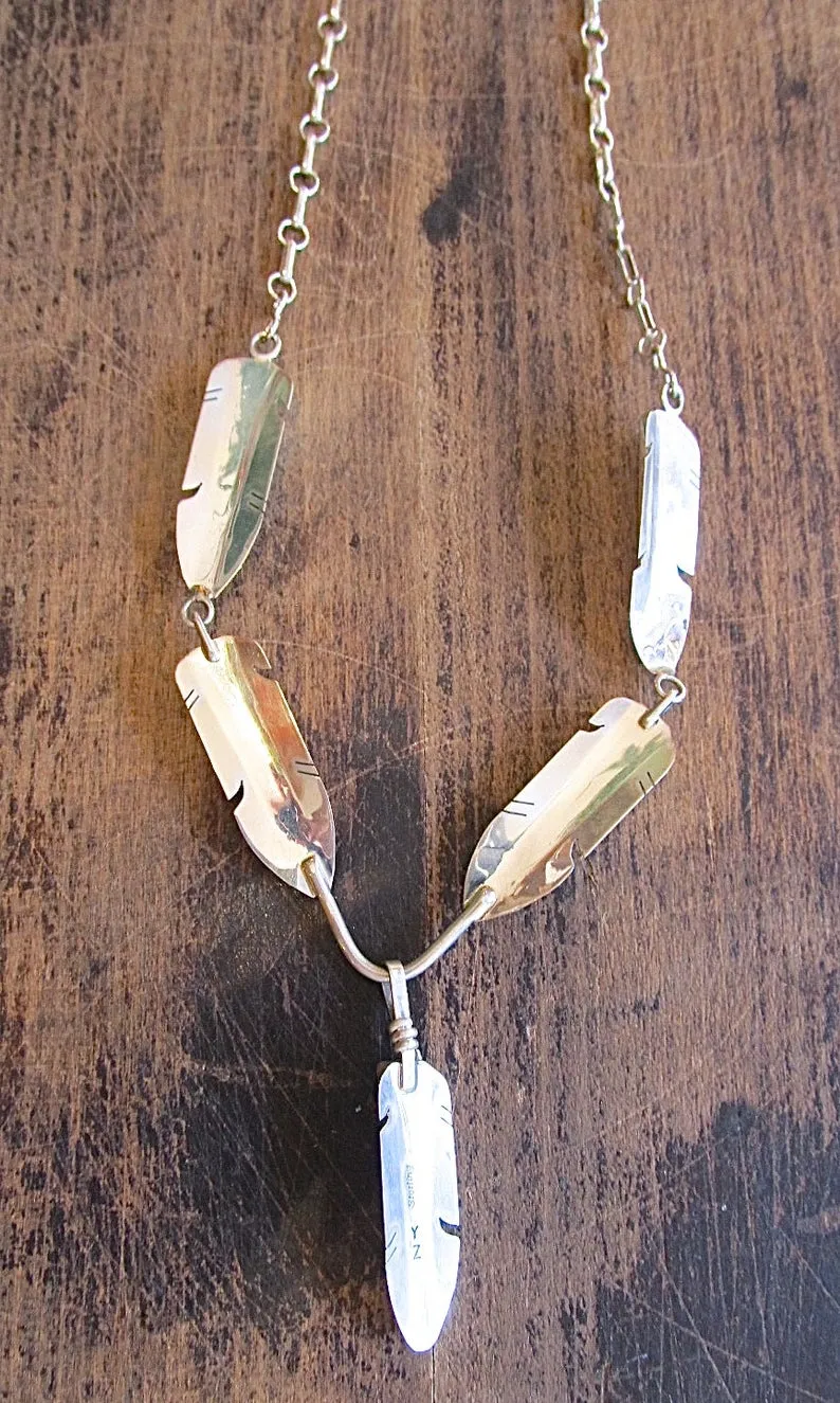 FEATHERED FRIEND Silver, Turquoise, & Spiny Oyster Necklace
