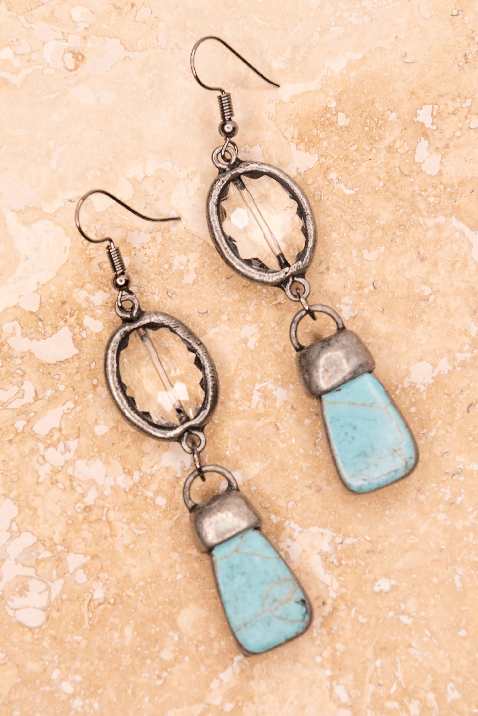 Fish Hook dangle earrings in Jade