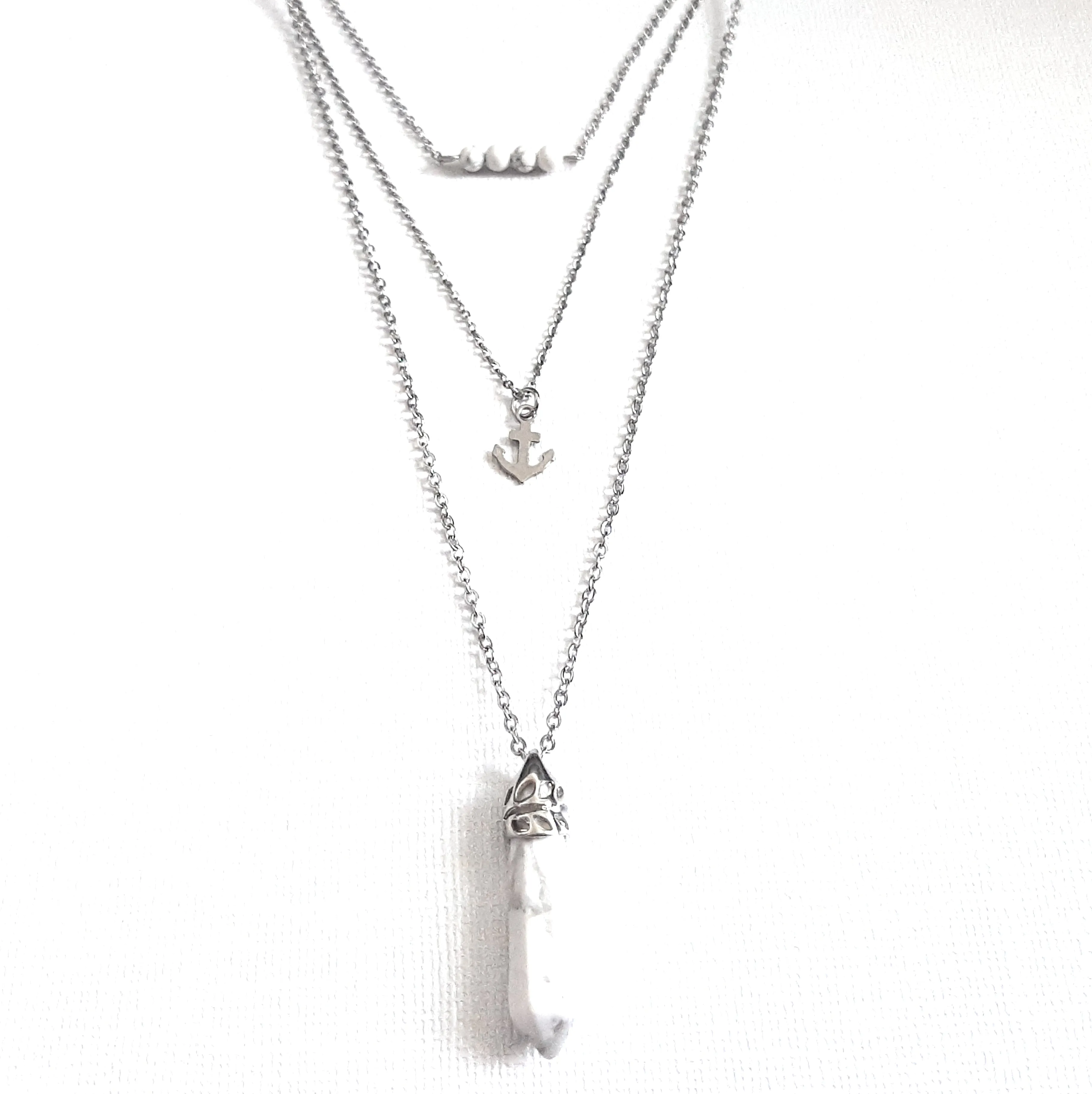 Gemstone Crystal & Charm Layered Necklace Set - White Howlite